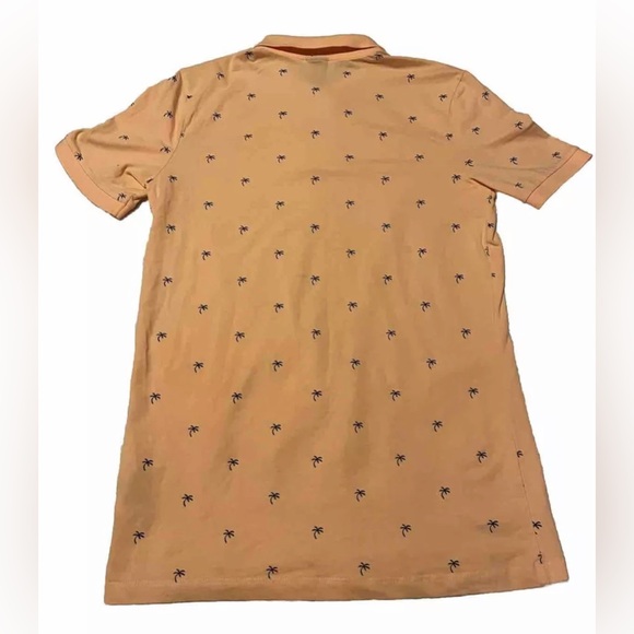 H&M Pink Salmon Color Palm Tree Pattern Graphic Collared Polo Shirt Size Small - Picture 3 of 3